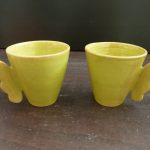 tasses à café émaillées vert anis